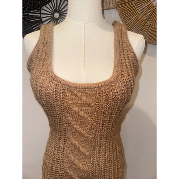 JLUXLABEL Tan Cable Knit Sweater Dress Mini Size M - Picture 3 of 5